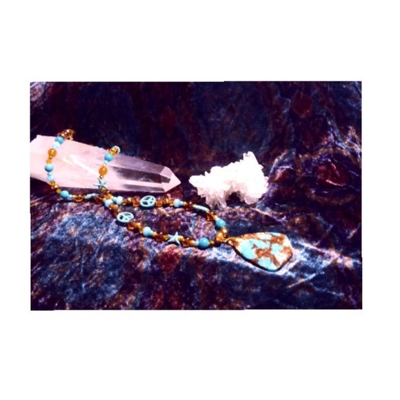 Gold Bornite Sea Sediment Jasper Necklace - Picture 2 of 2